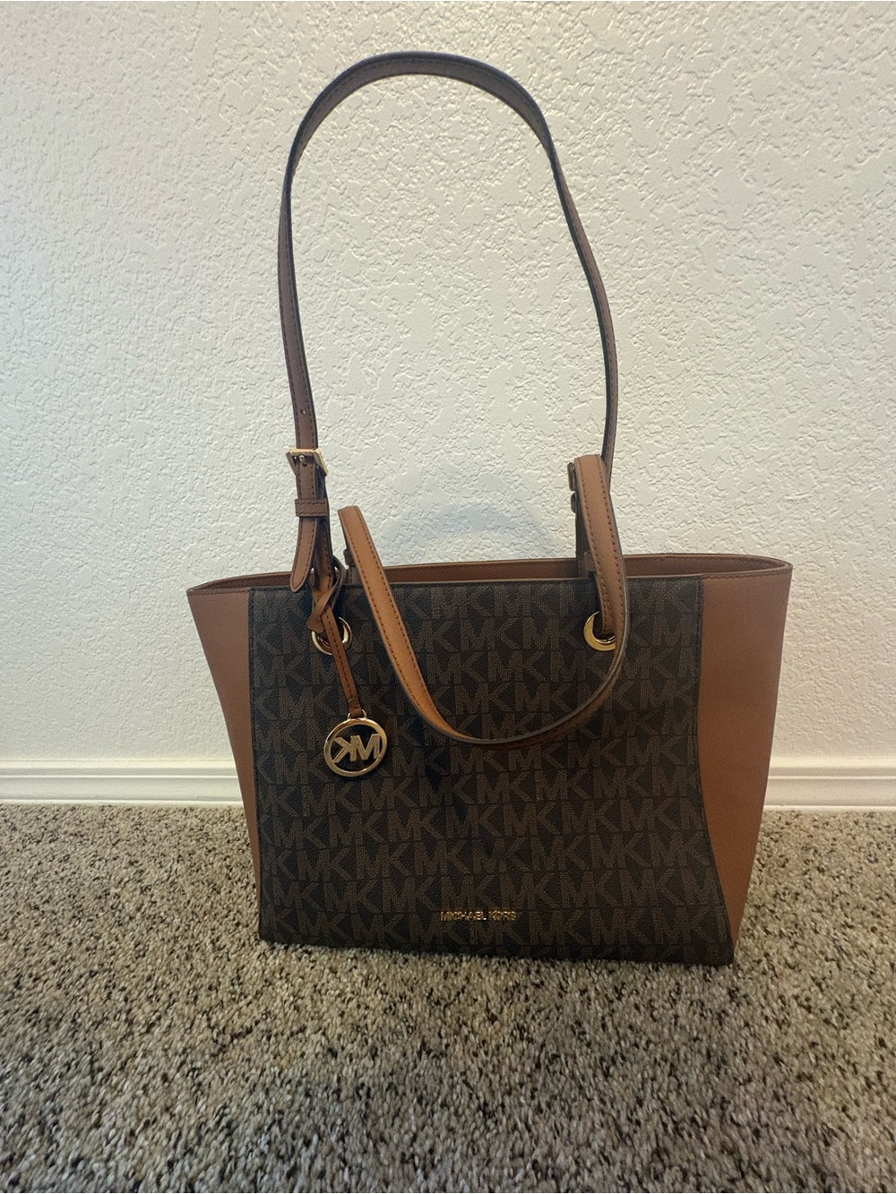 Michael Kors Brown and Tan MK Signature Tote